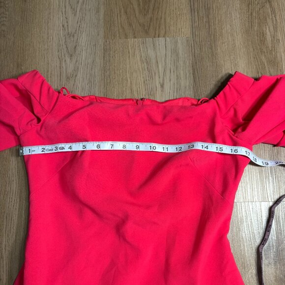 Theia Off The Shoulder Crepe Dress size 8 lipstick pink cocktail dress - Picture 8 of 11